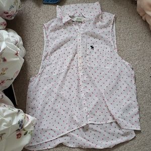 Abercrombie and Fitch Pink Polka Dotted Tank Top